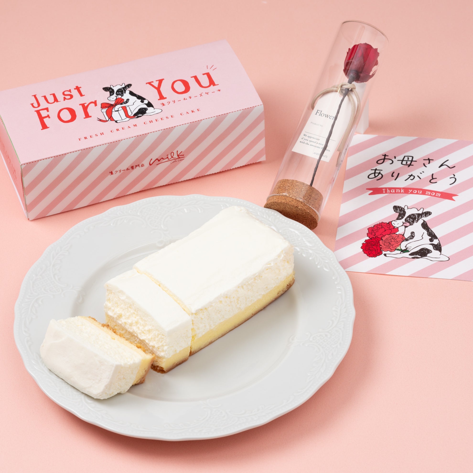【母の日専用BOX】 生クリームチーズケーキ&フラワーギフトセット